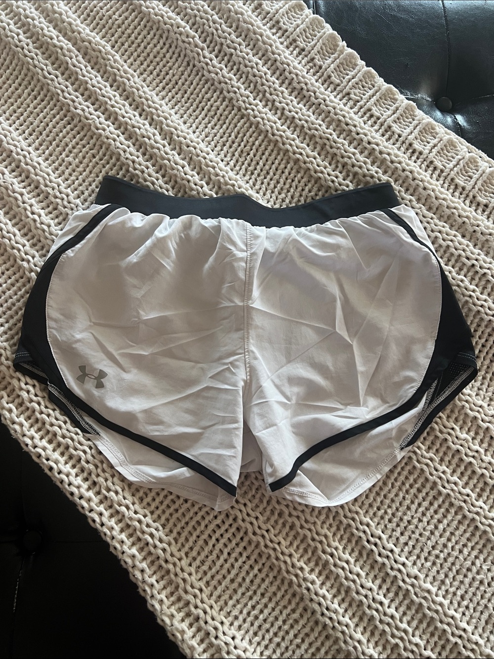Under Armour White and Black Athletic Running Shorts